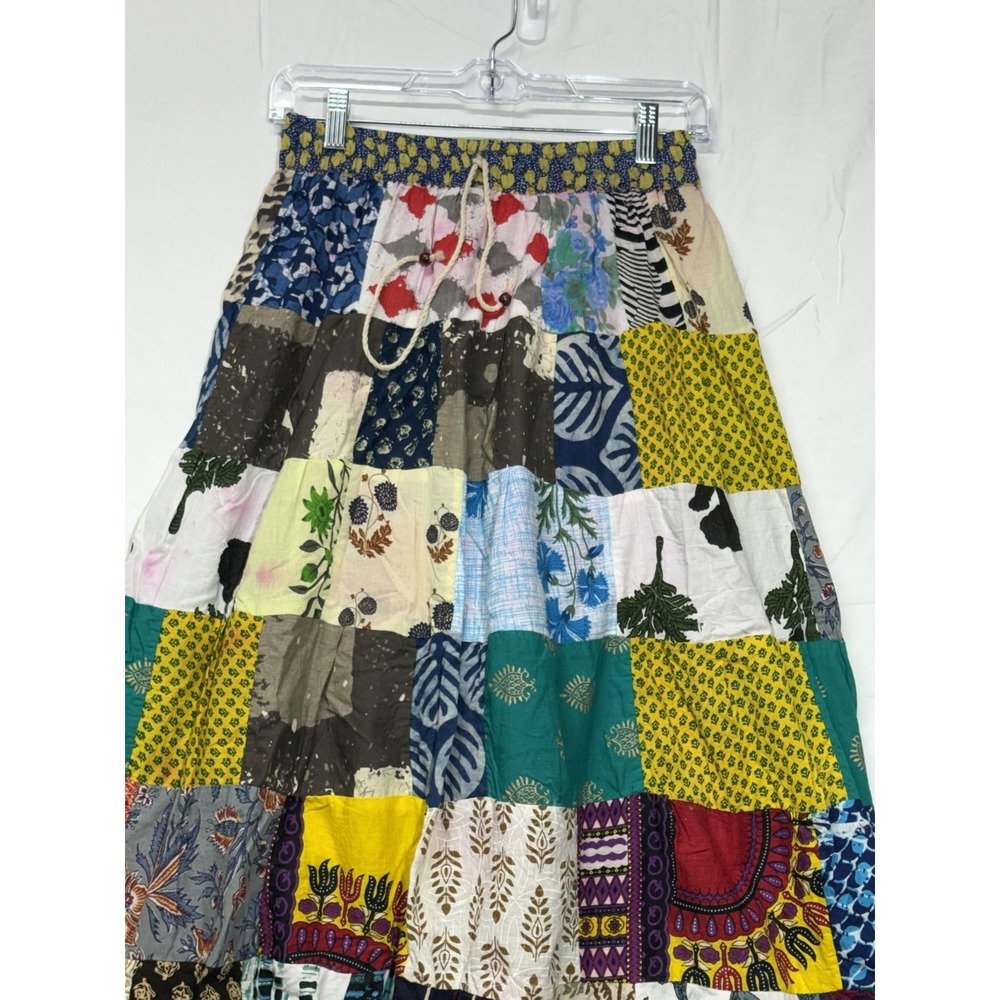 Vintage Patchwork Handmade‎ Skirt Women's Size Small/Medium Drawstring Abstract - Picture 5 of 8